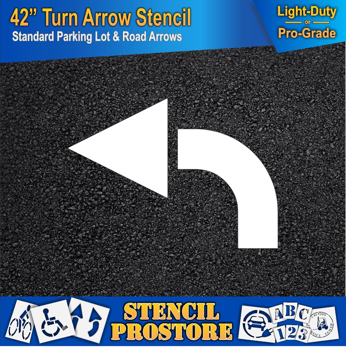42 Inch Turn Arrow Stencil – Parking Lot and Highway Stencil