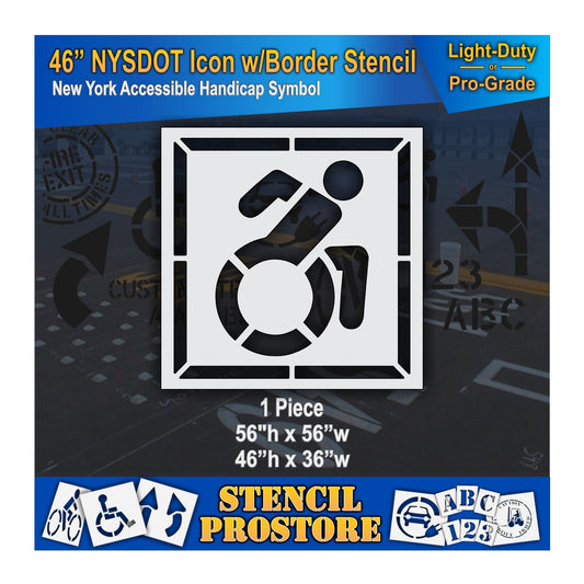 46 Inch NYSDOT Accessible Icon with Border Pavement Stencil – ADA-Compliant Stencil for Parking Lots