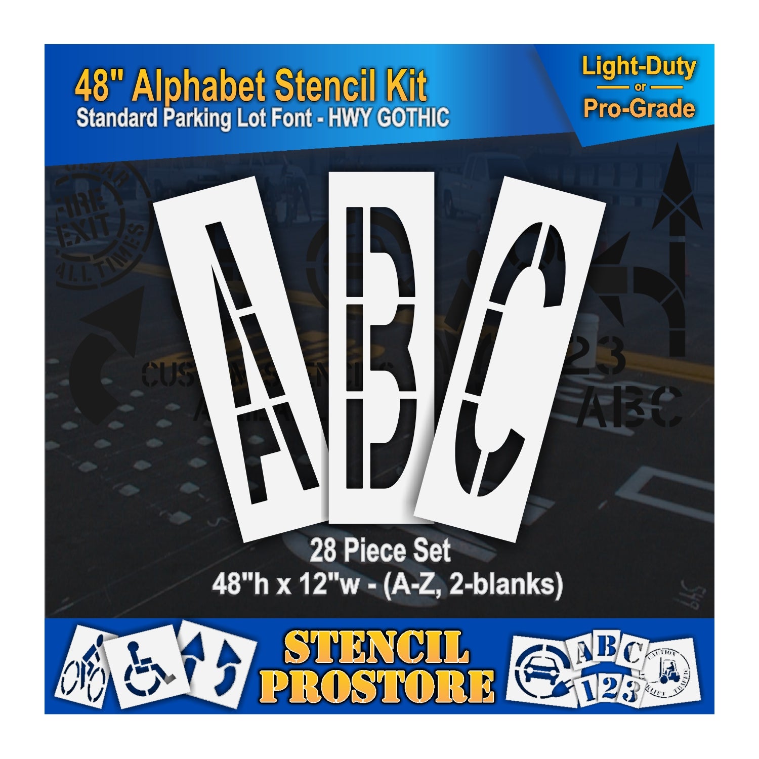 graphic image of 48" letters ABC stencils