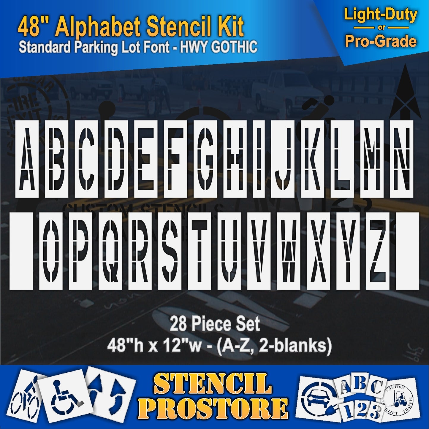 graphic image of 48" alphabet kit full set A-Z with 2 blanks