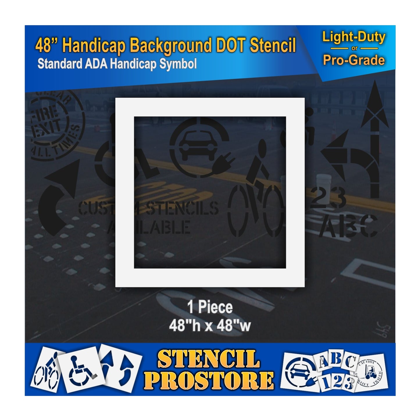48 Inch Handicap Background Only Pavement Stencil – ADA-Compliant Stencil for Parking Lots