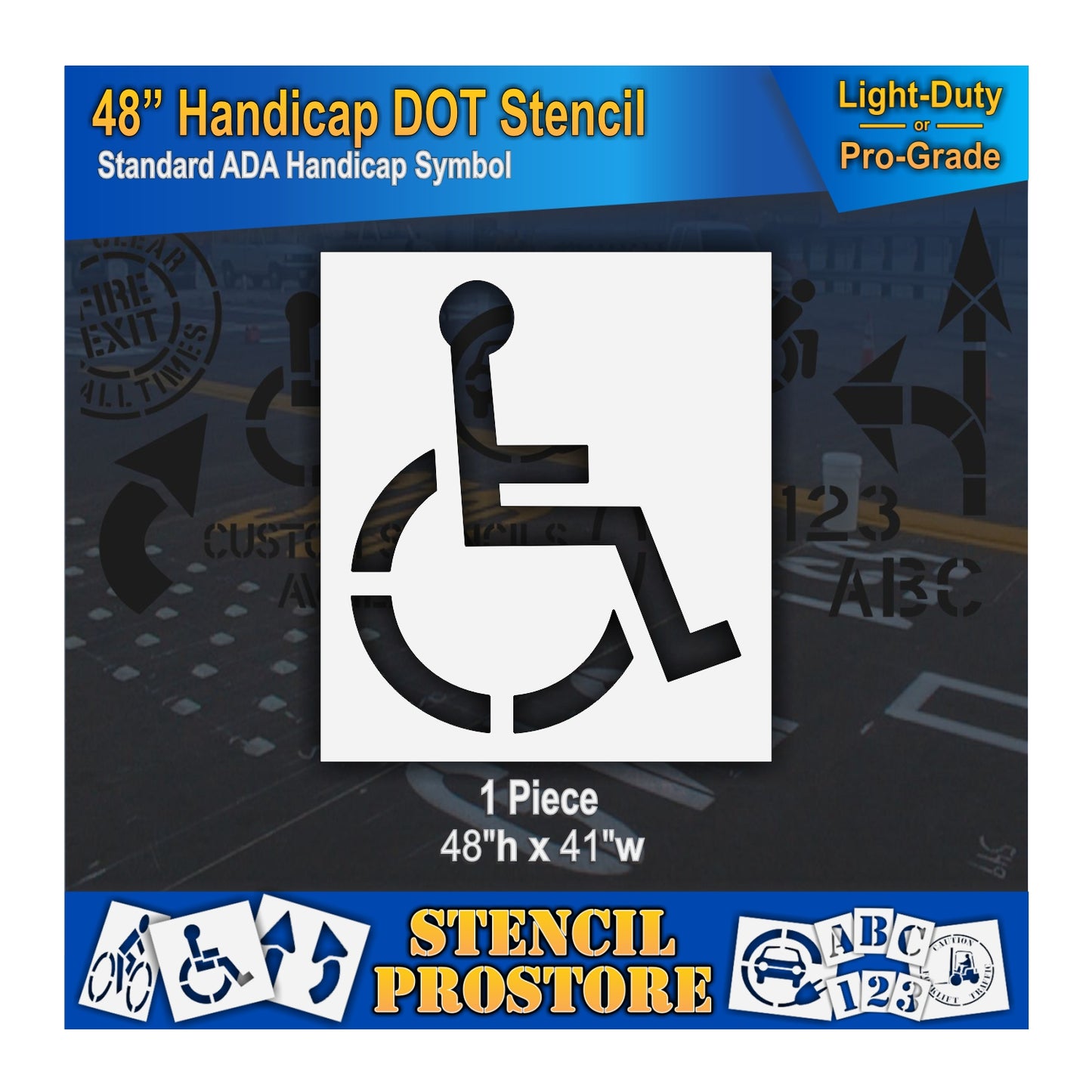 48 Inch Handicap Pavement Stencil – ADA-Compliant Stencil for Parking Lots