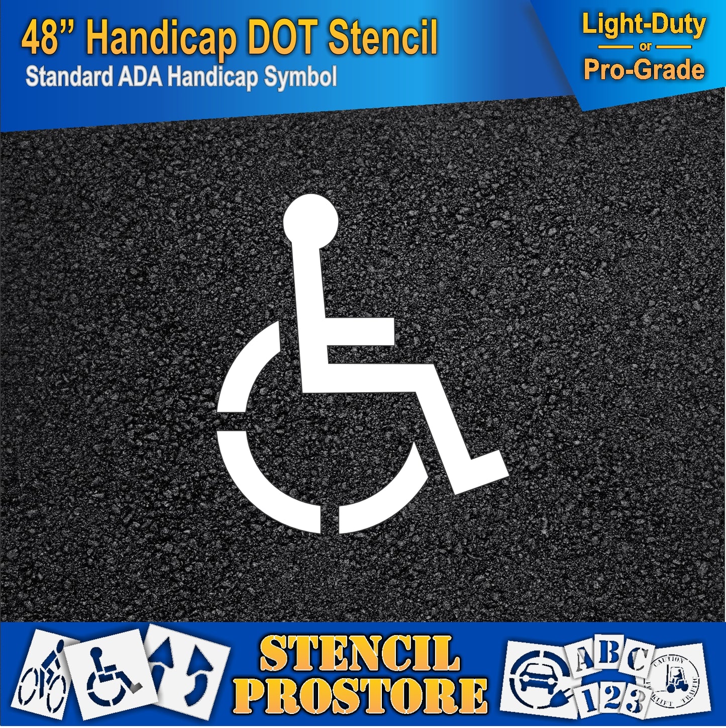 48 Inch Handicap Pavement Stencil – ADA-Compliant Stencil for Parking Lots