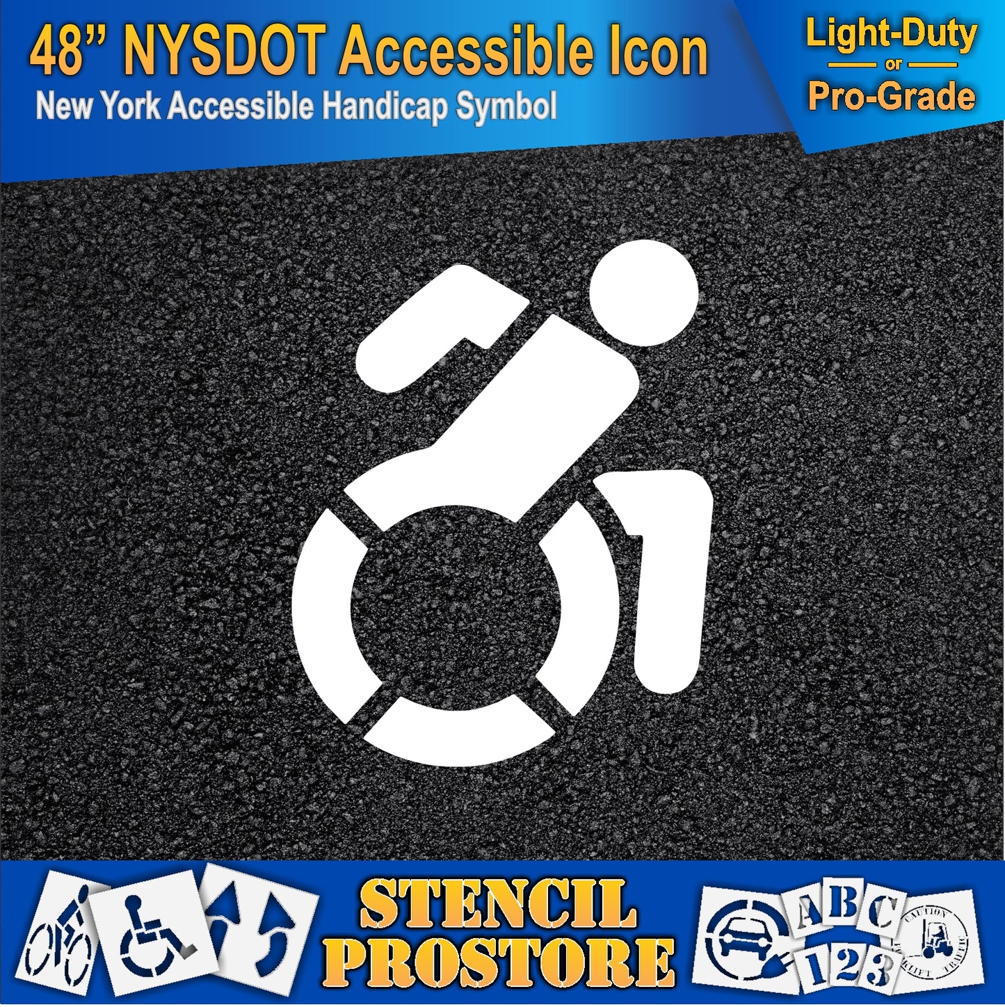 48 Inch NYSDOT Accessible Icon Pavement Stencil – ADA-Compliant Stencil for Parking Lots