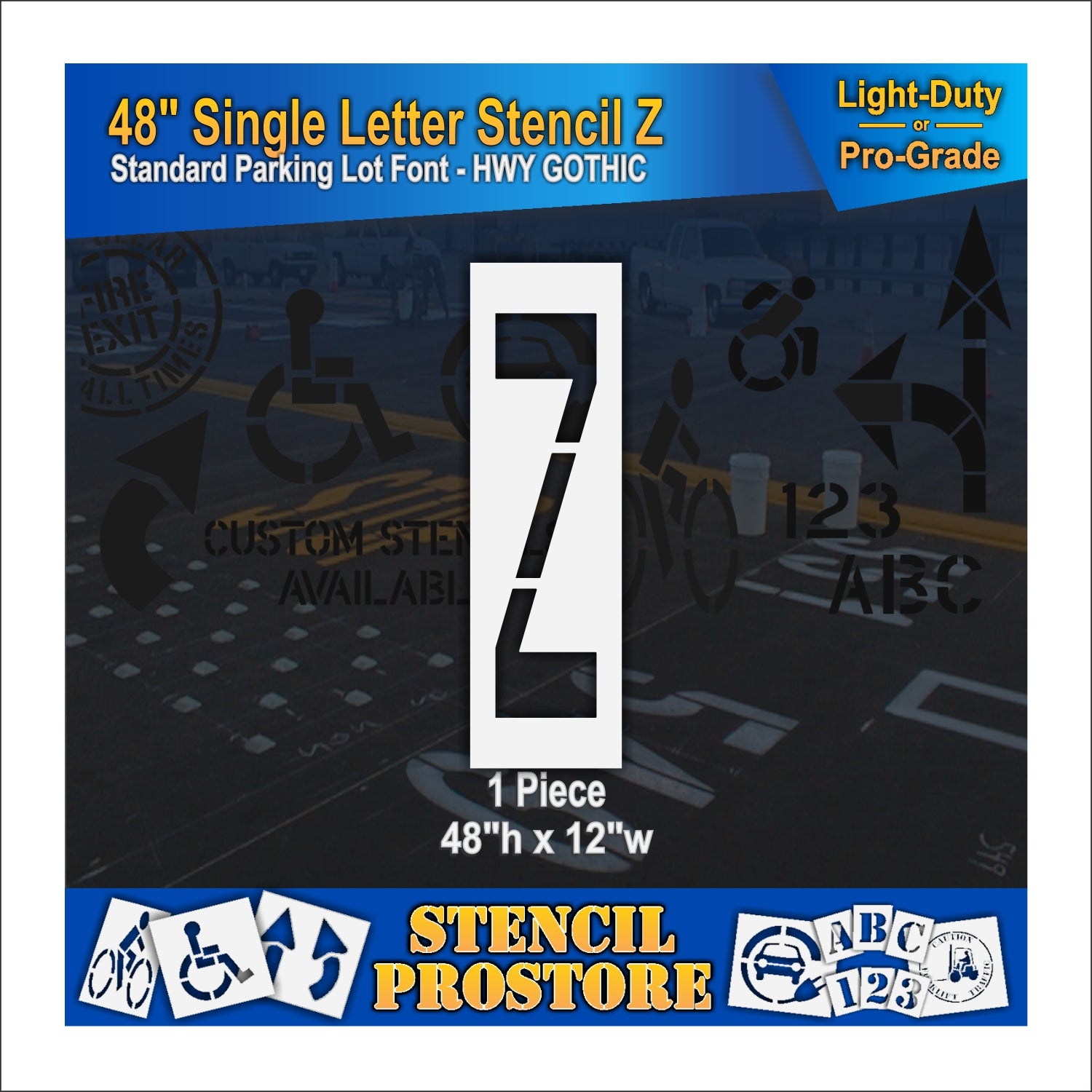 graphic image of 48" single letter Z stencil