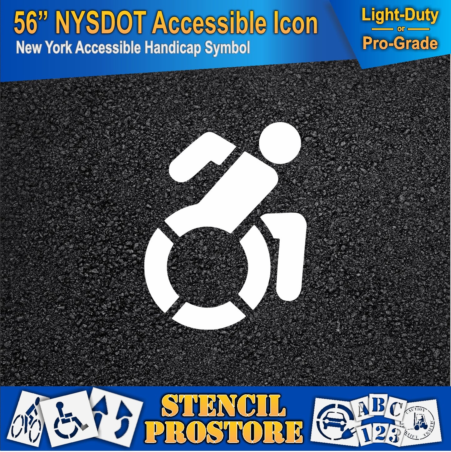 56 Inch NYSDOT Accessible Icon Pavement Stencil – ADA-Compliant Stencil for Parking Lots