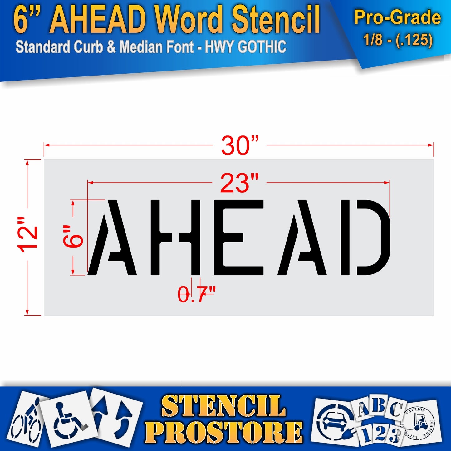 6 Inch AHEAD Wording Stencil – for Parking Lot and Area Labeling Stencil