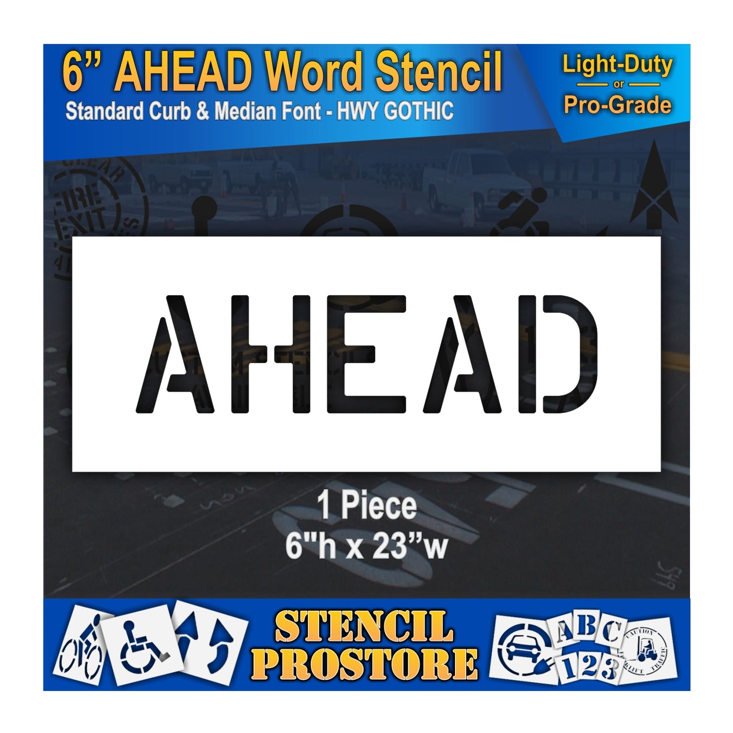 6 Inch AHEAD Wording Stencil – for Parking Lot and Area Labeling Stencil