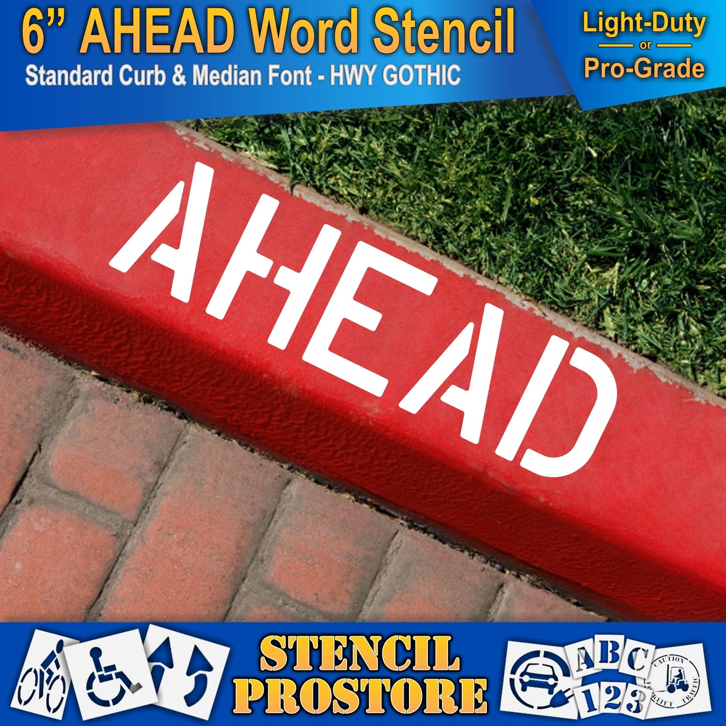 6 Inch AHEAD Wording Stencil – for Parking Lot and Area Labeling Stencil