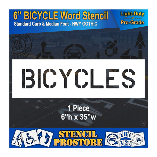 6 Inch BICYCLES Wording Stencil – for Parking Lot and Area Labeling Stencil