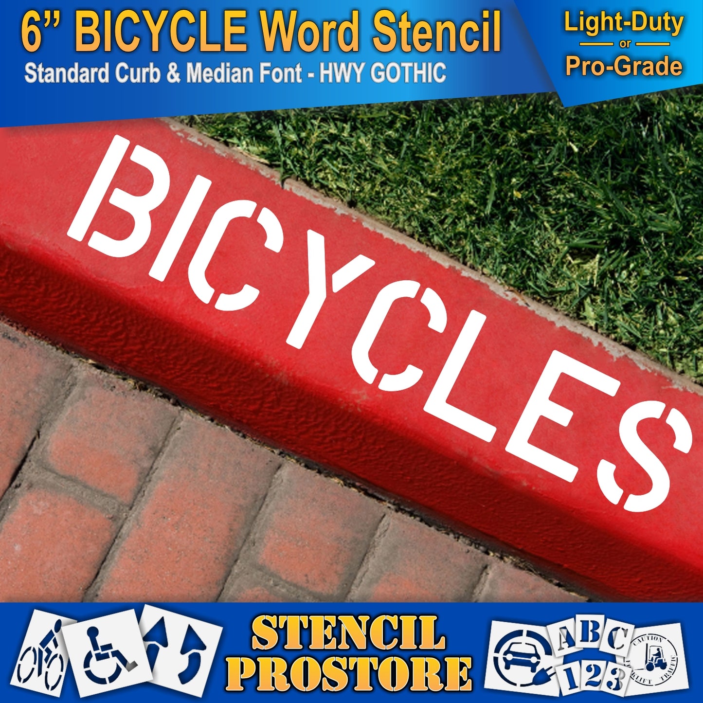 6 Inch BICYCLES Wording Stencil – for Parking Lot and Area Labeling Stencil