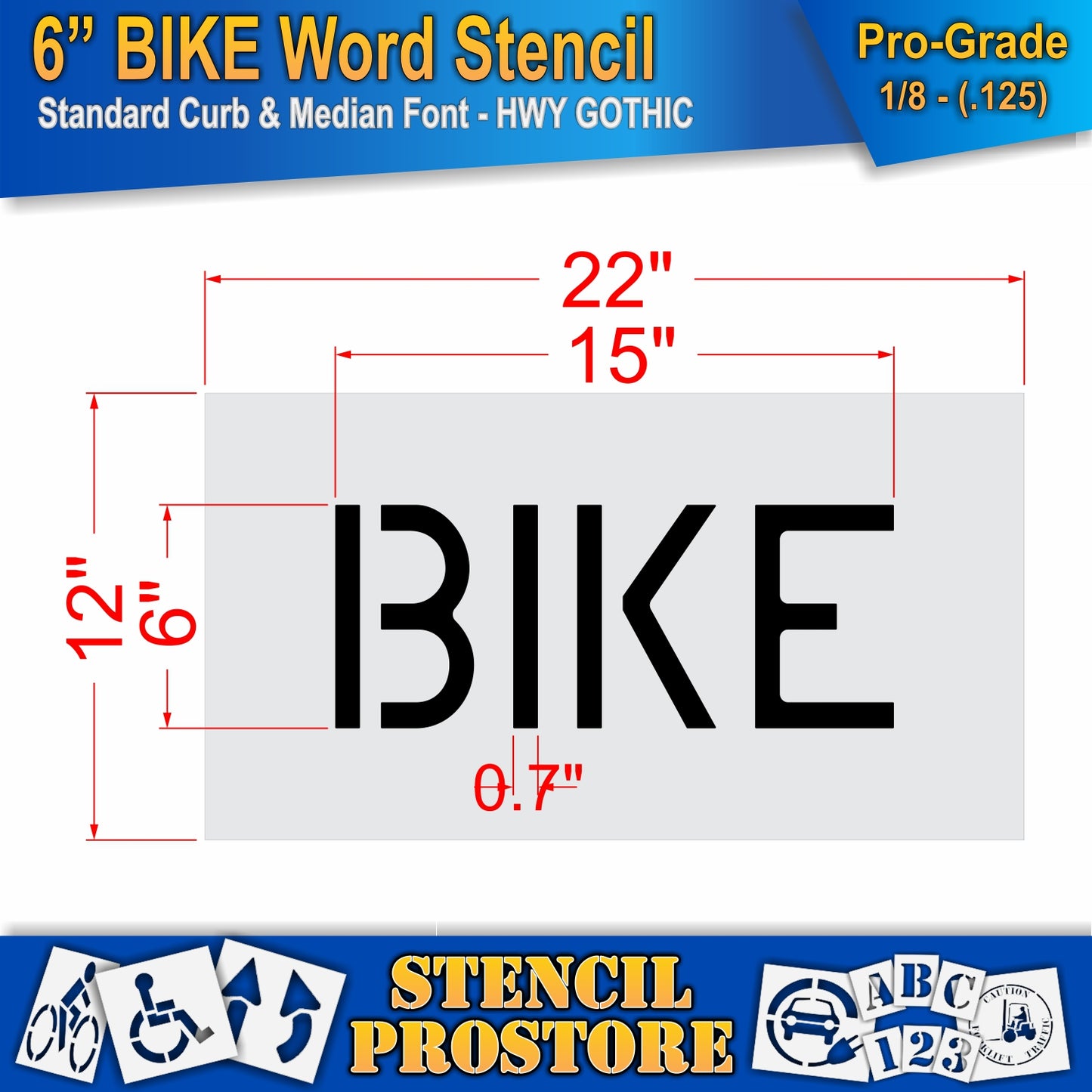 6 Inch BIKE Wording Stencil – for Parking Lot and Area Labeling Stencil