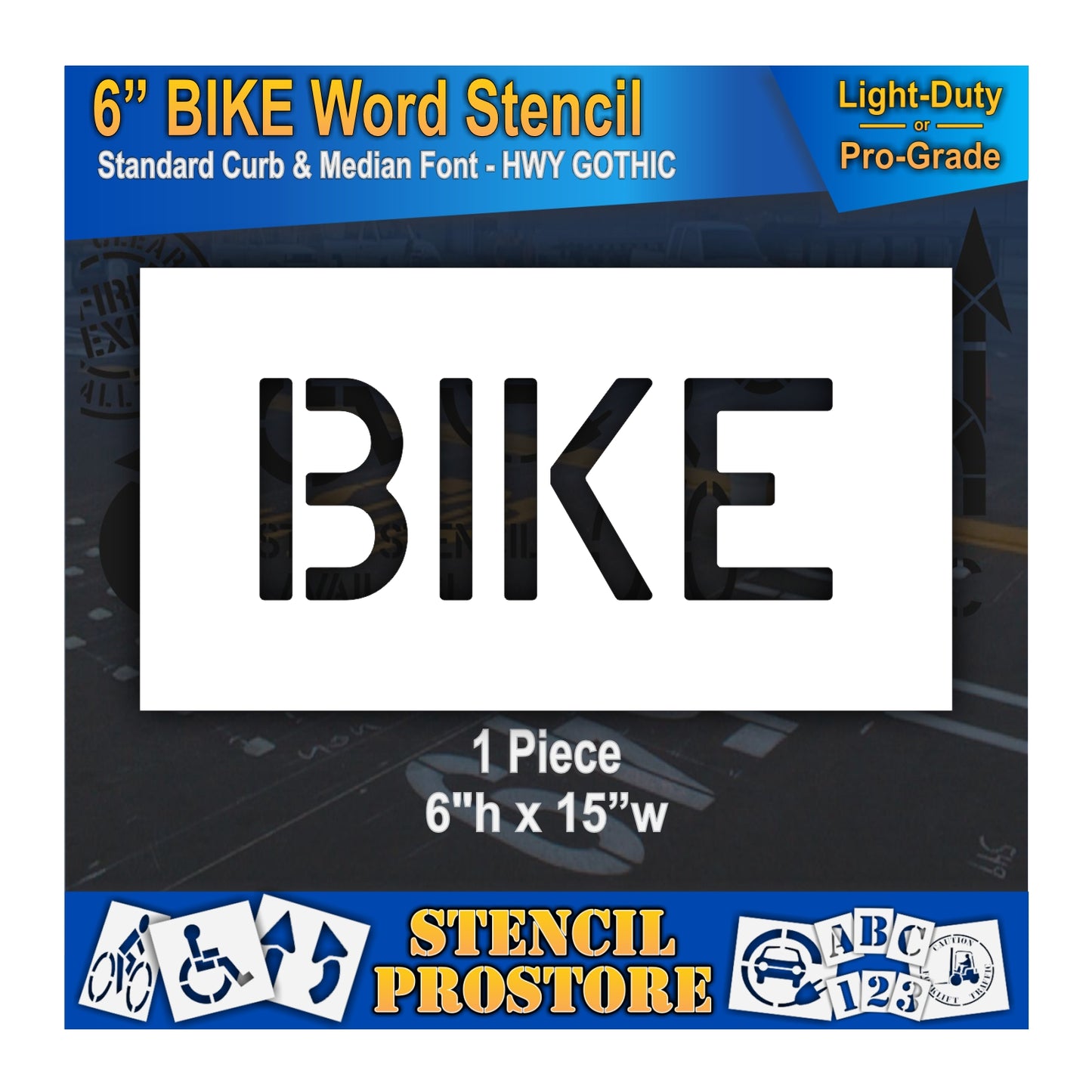 6 Inch BIKE Wording Stencil – for Parking Lot and Area Labeling Stencil
