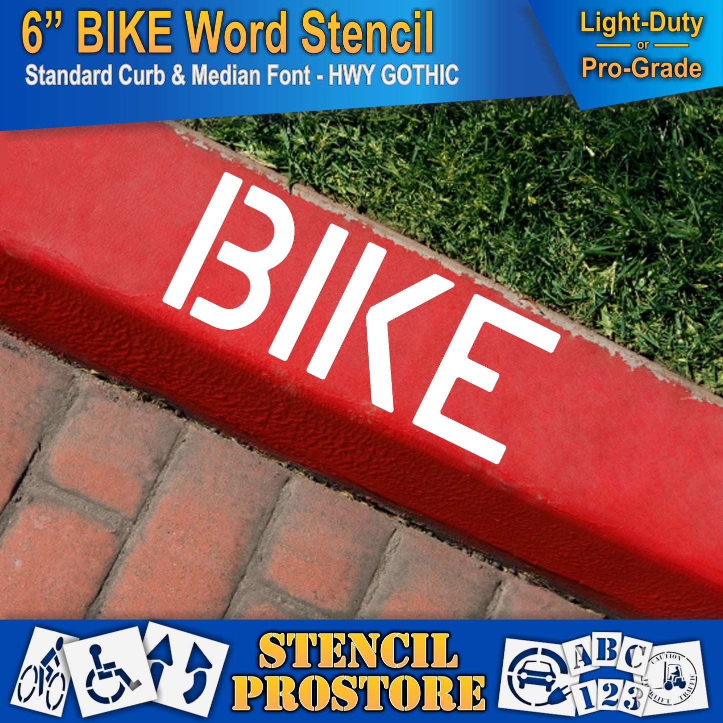 6 Inch BIKE Wording Stencil – for Parking Lot and Area Labeling Stencil