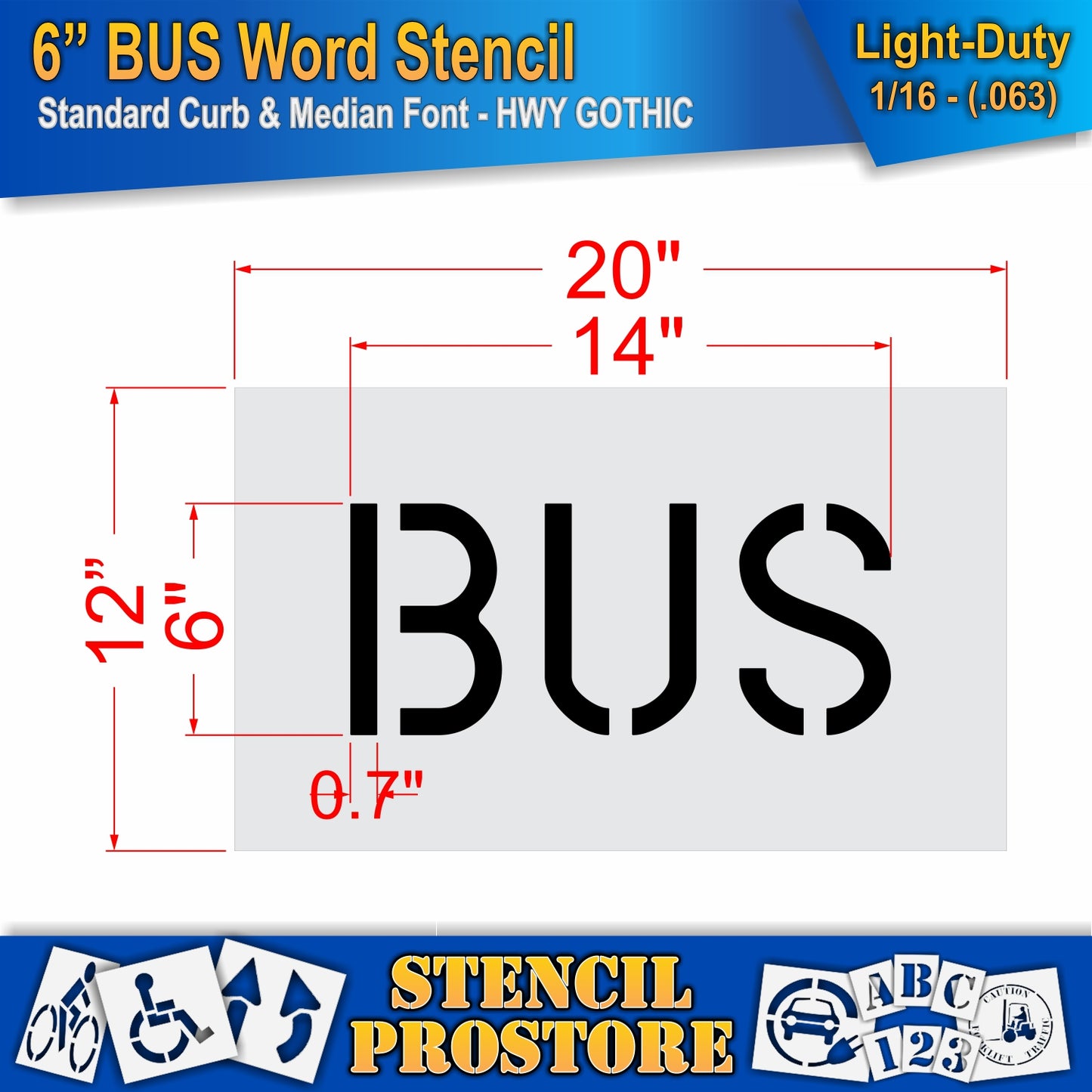 6 Inch BUS Wording Stencil – for Parking Lot and Area Labeling Stencil