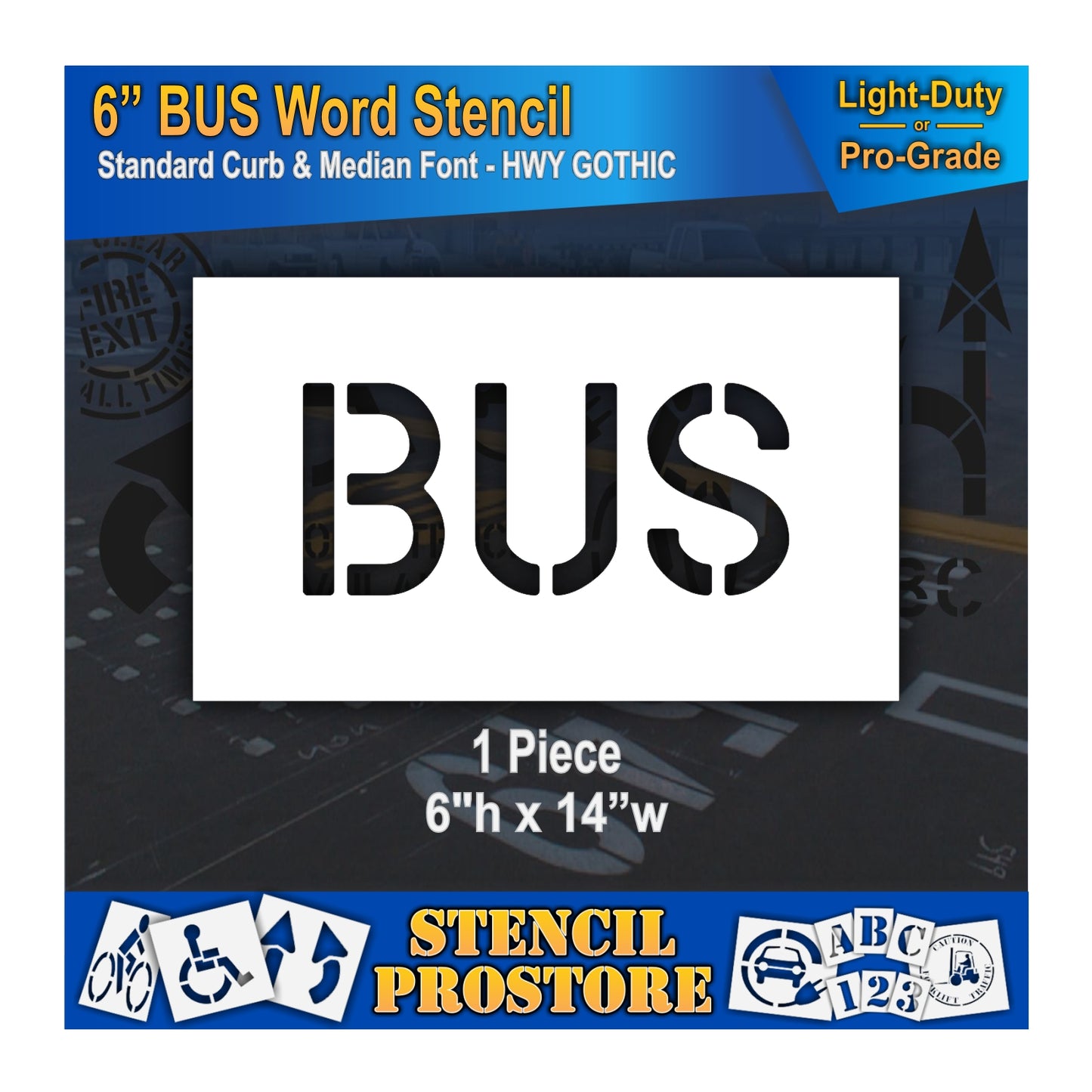 6 Inch BUS Wording Stencil – for Parking Lot and Area Labeling Stencil
