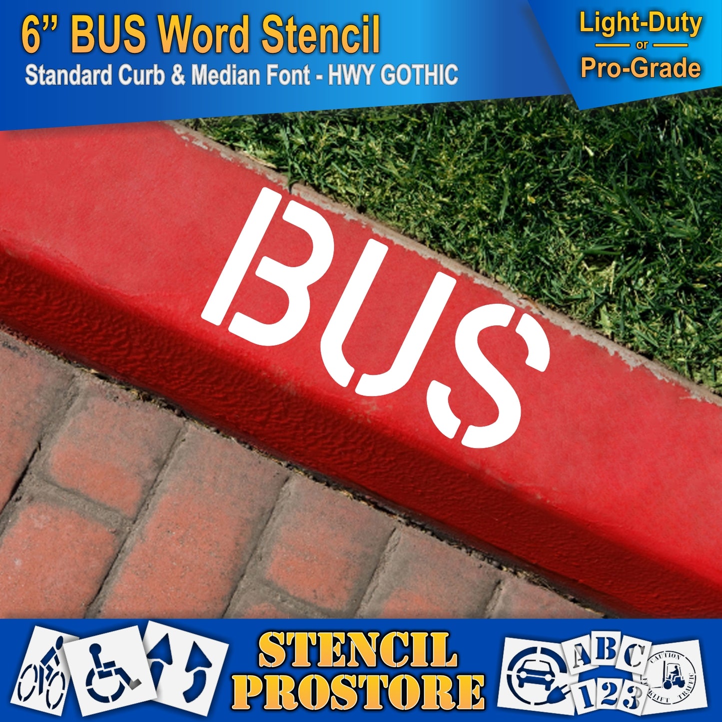 6 Inch BUS Wording Stencil – for Parking Lot and Area Labeling Stencil