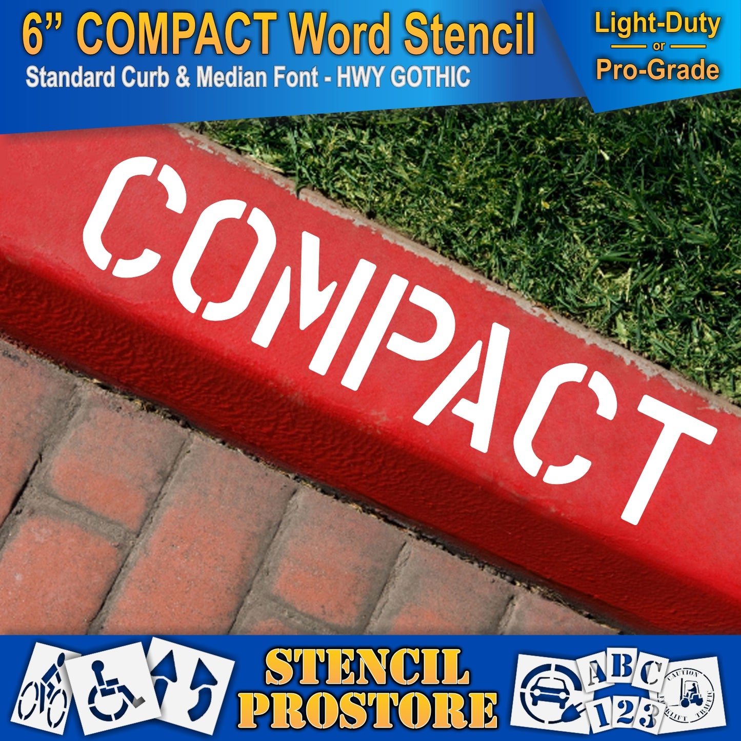 6 Inch COMPACT Wording Stencil – for Parking Lot and Area Labeling Stencil