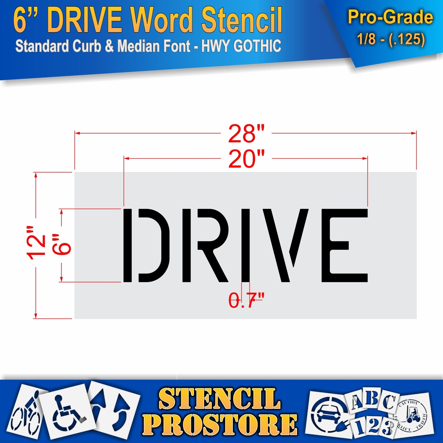 6 Inch DRIVE Wording Stencil – for Parking Lot and Area Labeling Stencil