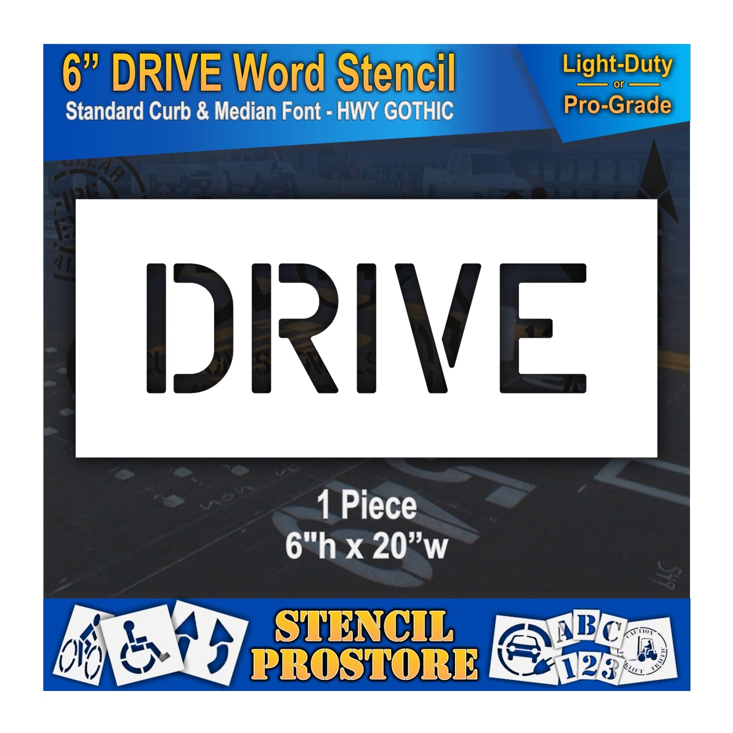6 Inch DRIVE Wording Stencil – for Parking Lot and Area Labeling Stencil