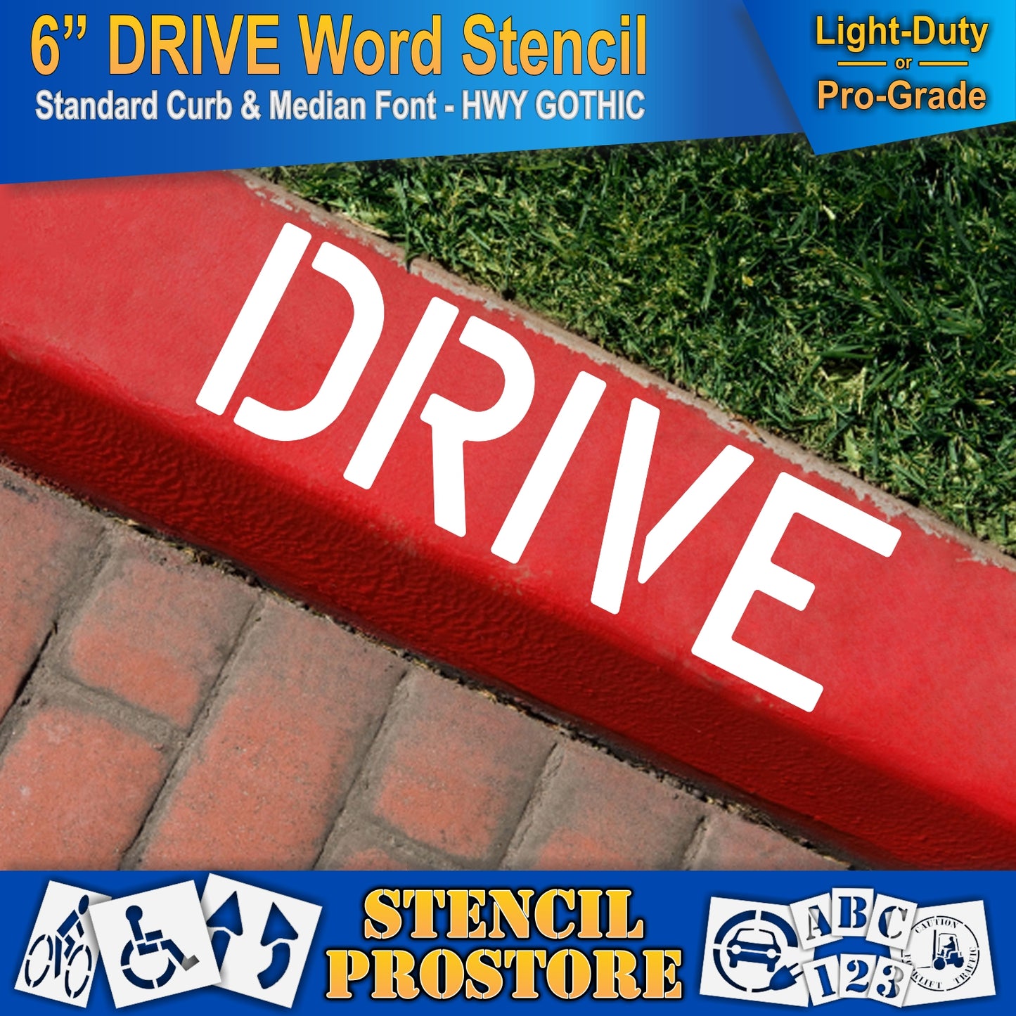 6 Inch DRIVE Wording Stencil – for Parking Lot and Area Labeling Stencil