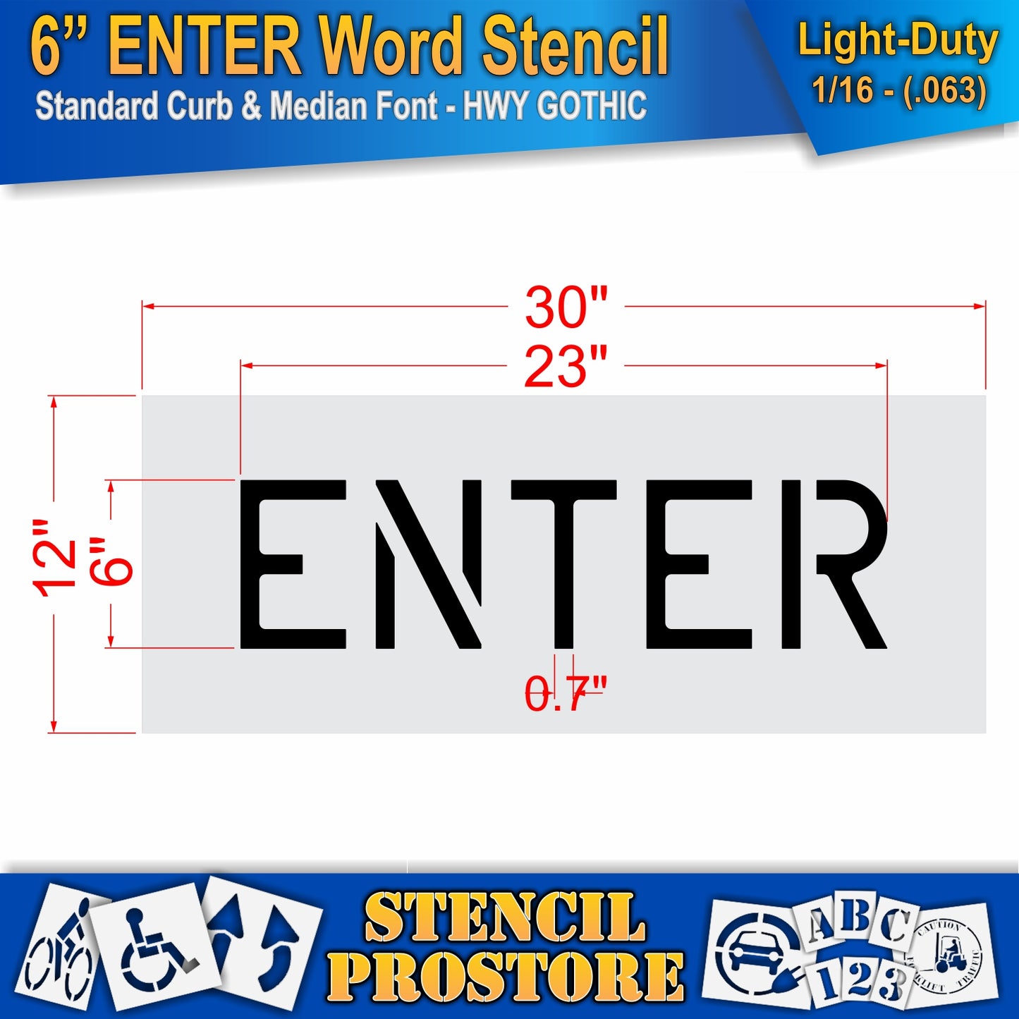 6 Inch ENTER Wording Stencil – for Parking Lot and Area Labeling Stencil
