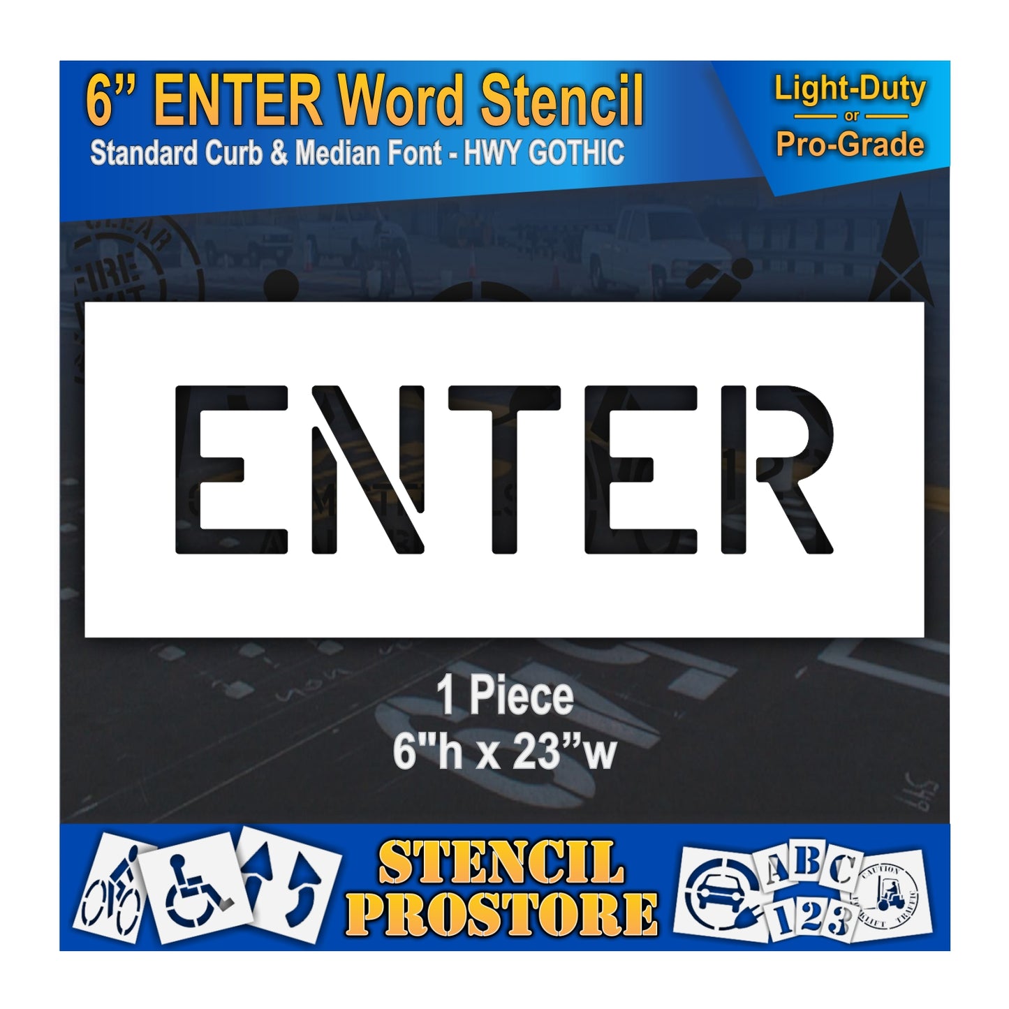 6 Inch ENTER Wording Stencil – for Parking Lot and Area Labeling Stencil