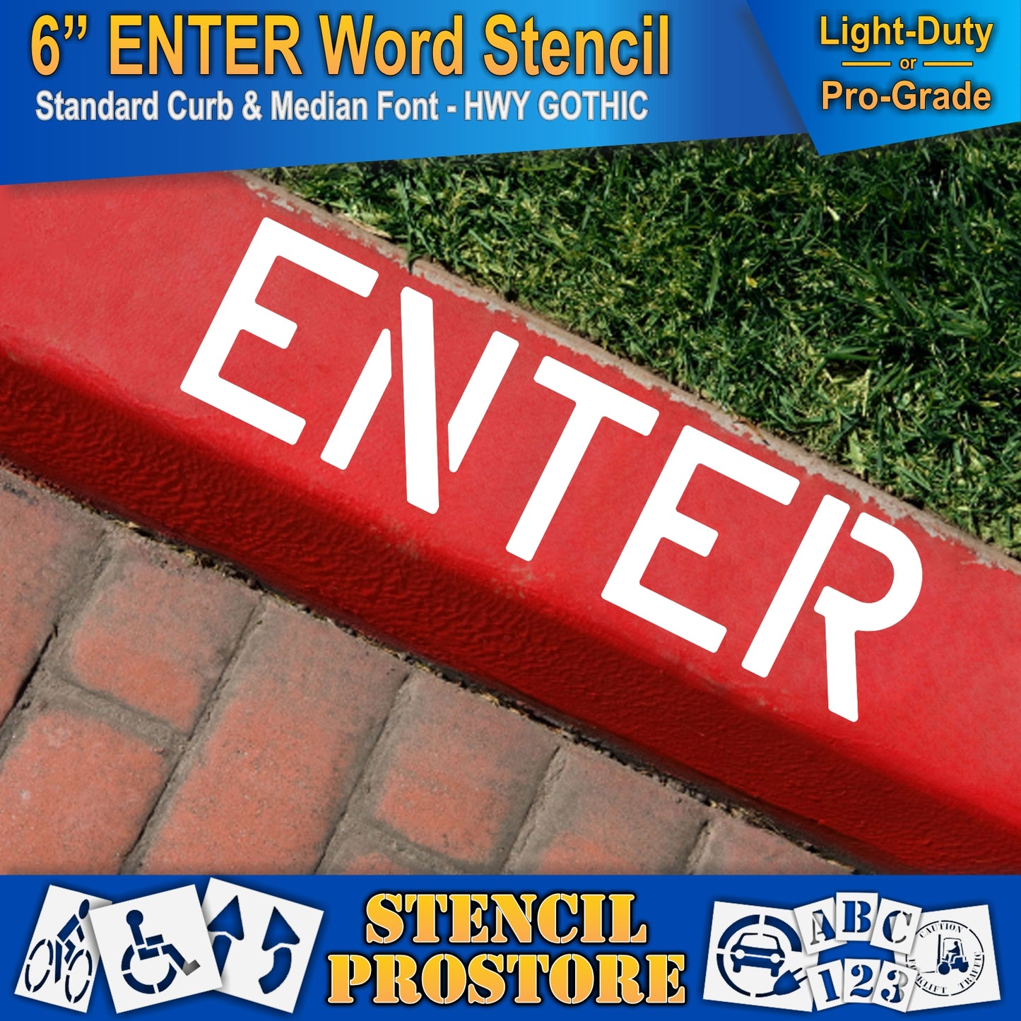 6 Inch ENTER Wording Stencil – for Parking Lot and Area Labeling Stencil