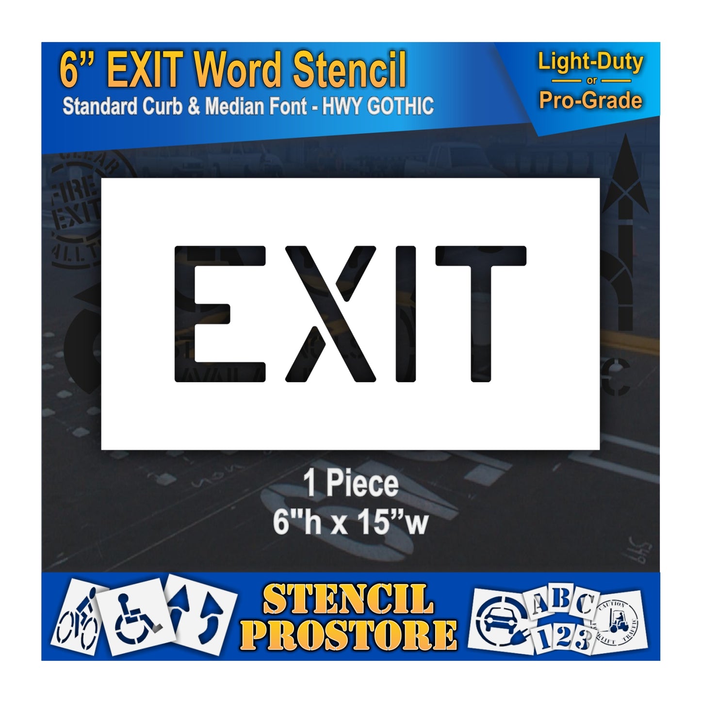 6 Inch EXIT Wording Stencil – for Parking Lot and Area Labeling Stencil