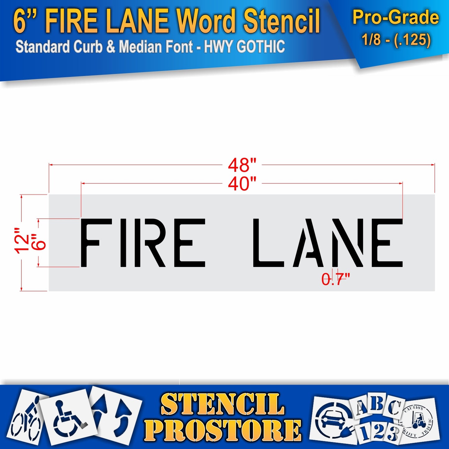 6 Inch FIRE LANE Wording Stencil – for Parking Lot and Area Labeling Stencil