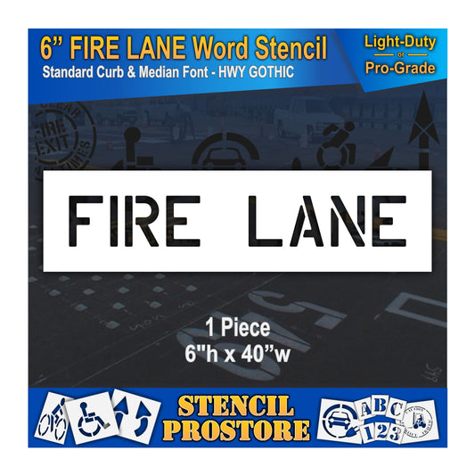 6 Inch FIRE LANE Wording Stencil – for Parking Lot and Area Labeling Stencil