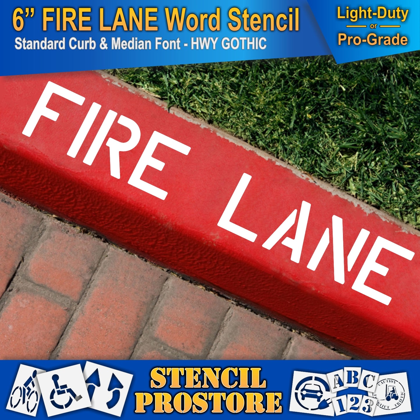 6 Inch FIRE LANE Wording Stencil – for Parking Lot and Area Labeling Stencil