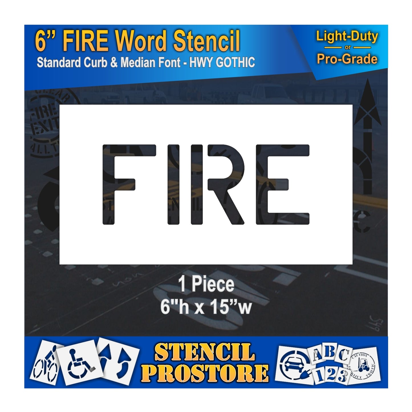 6 Inch FIRE Wording Stencil – for Parking Lot and Area Labeling Stencil