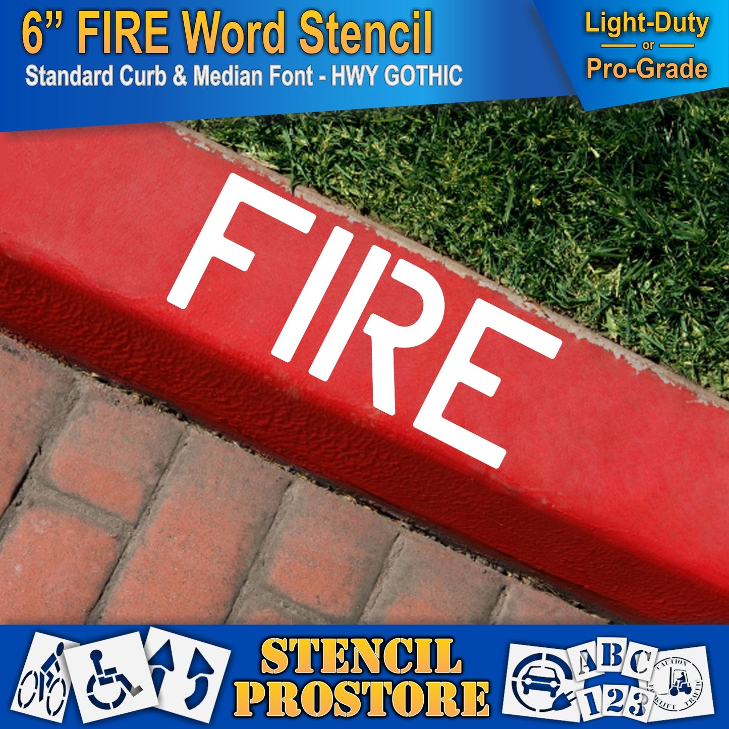 6 Inch FIRE Wording Stencil – for Parking Lot and Area Labeling Stencil