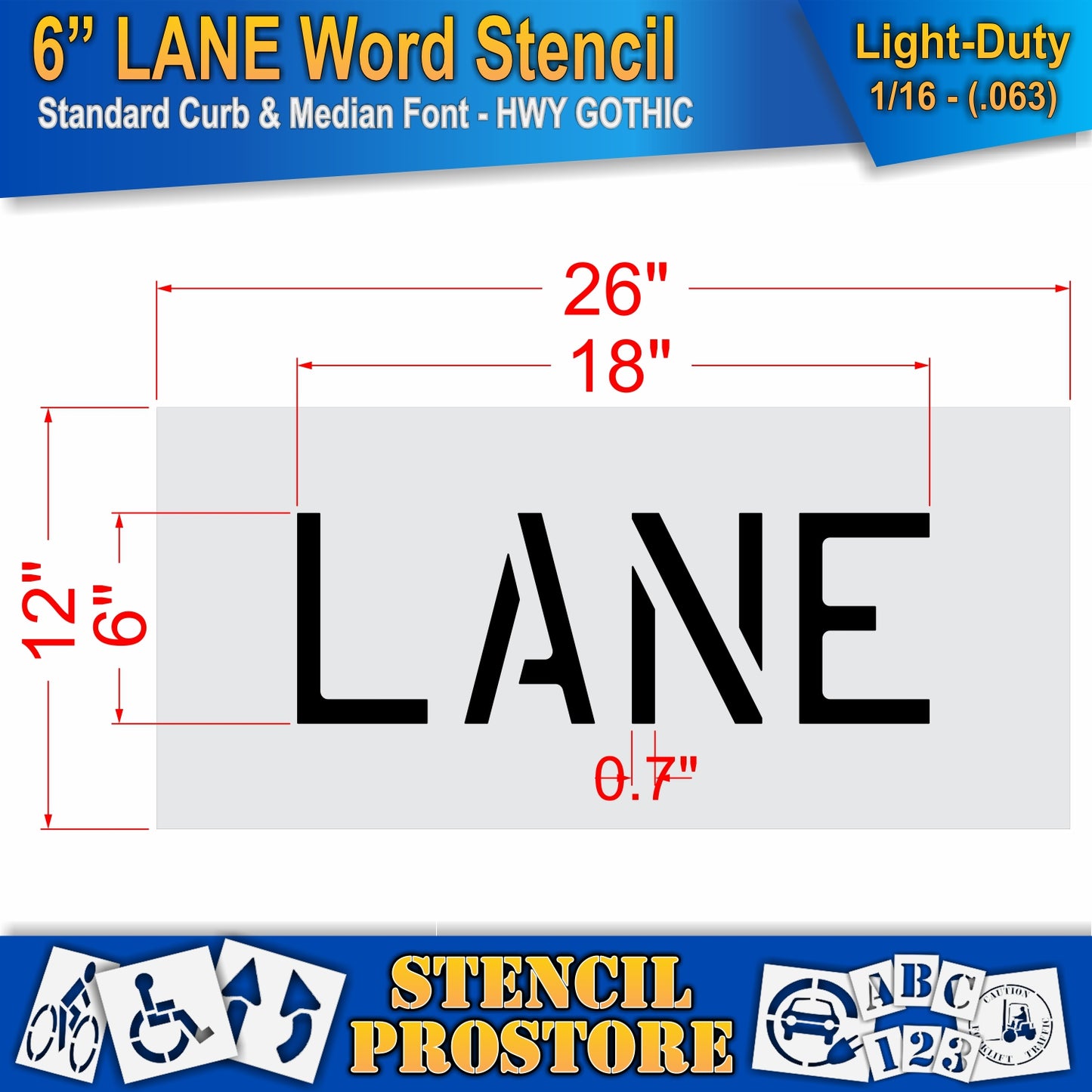 6 Inch LANE Wording Stencil – for Parking Lot and Area Labeling Stencil