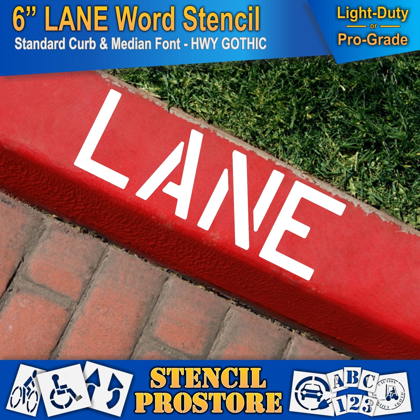 6 Inch LANE Wording Stencil – for Parking Lot and Area Labeling Stencil