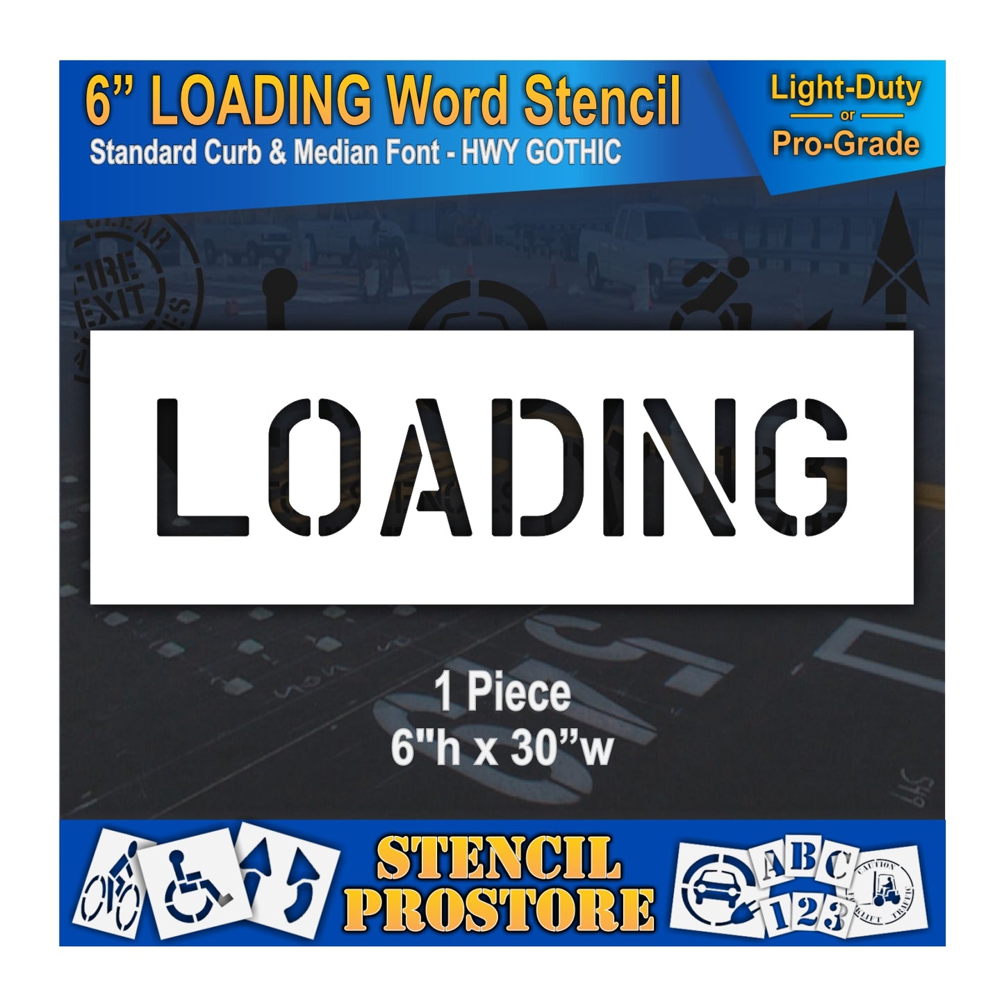 6 Inch LOADING Wording Stencil – for Parking Lot and Area Labeling Stencil