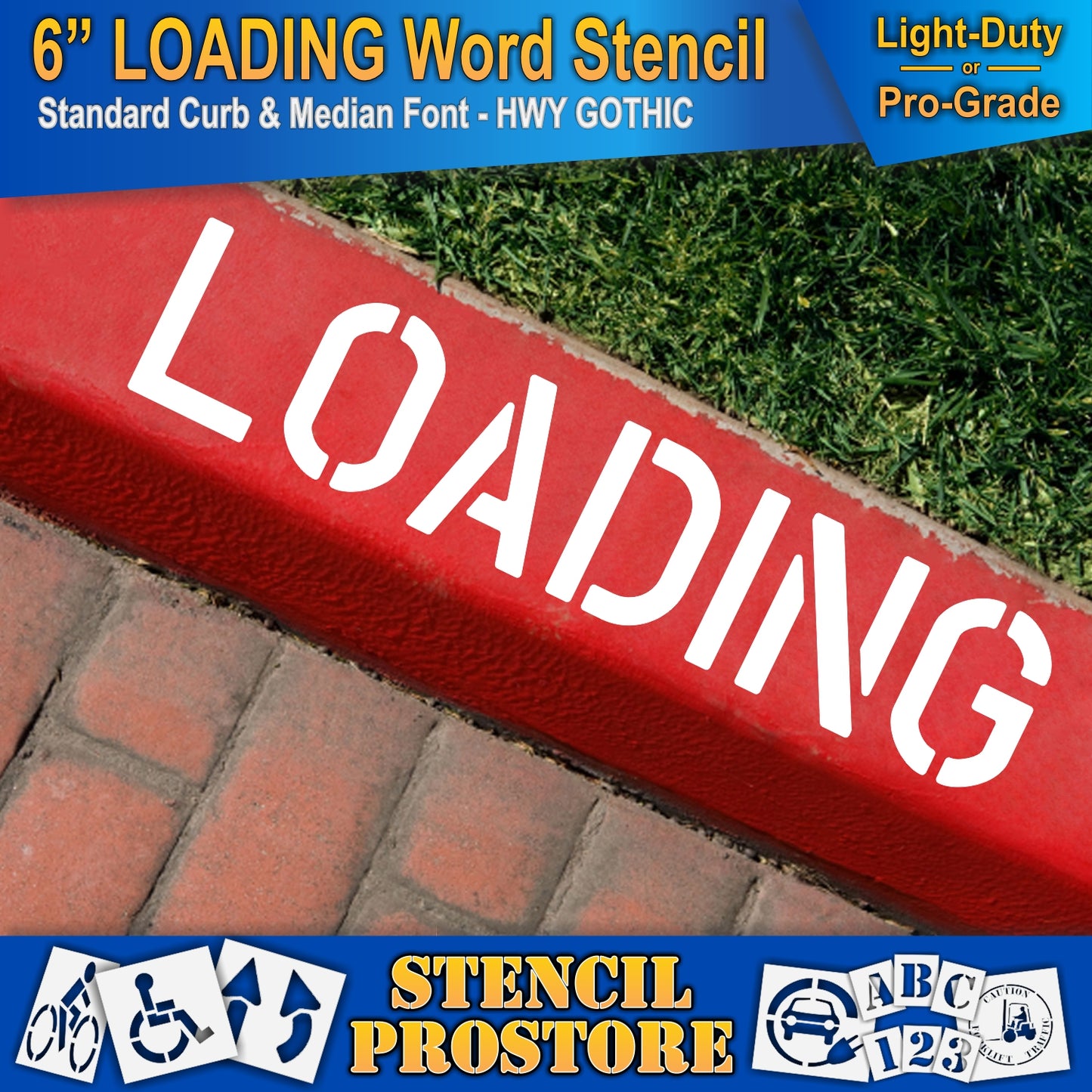 6 Inch LOADING Wording Stencil – for Parking Lot and Area Labeling Stencil