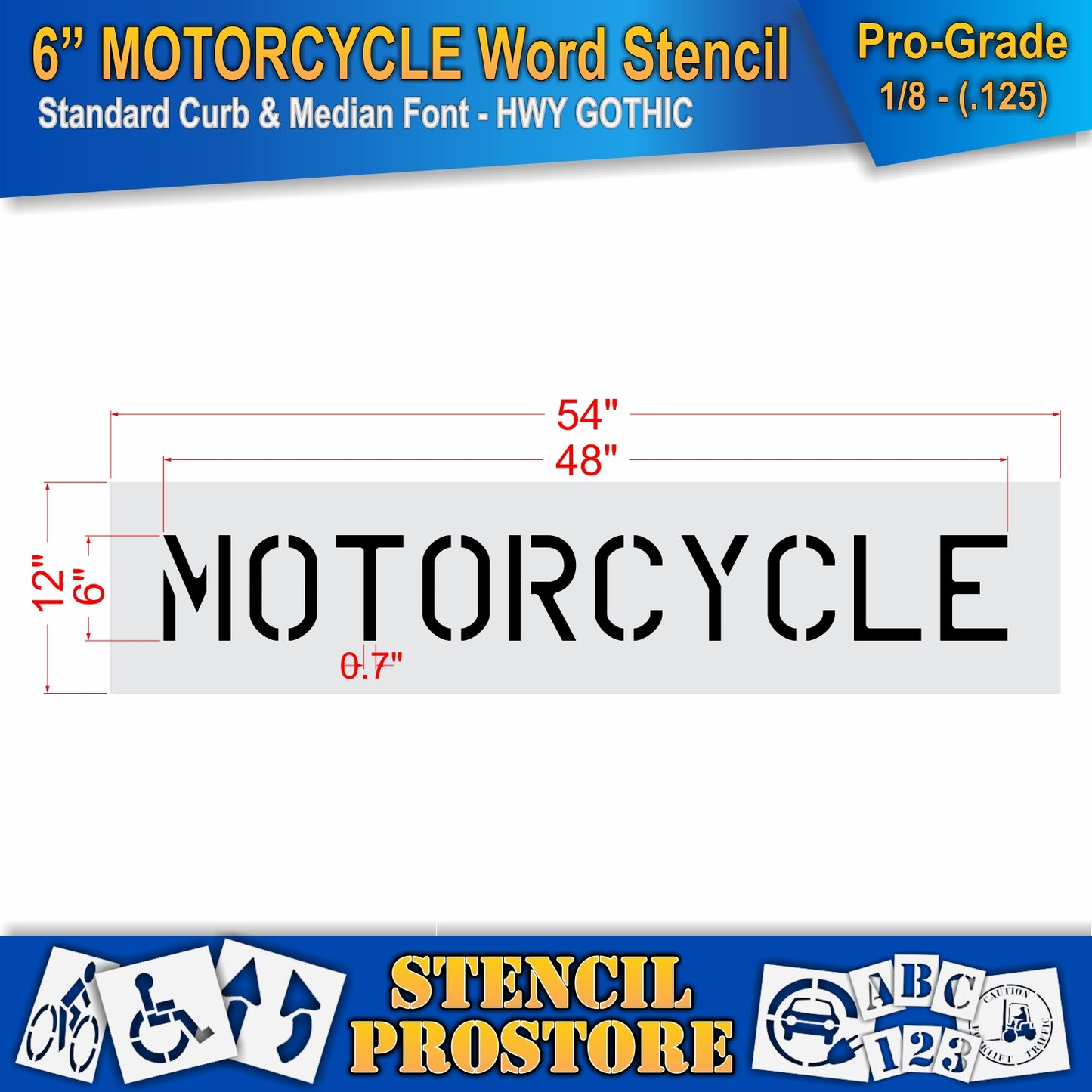 6 Inch MOTORCYCLE Wording Stencil – for Parking Lot and Area Labeling Stencil
