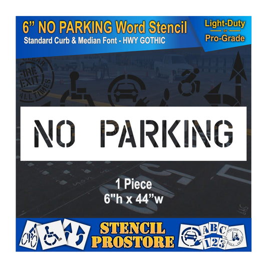 6 Inch NO PARKING Wording Stencil – for Parking Lot and Area Labeling Stencil