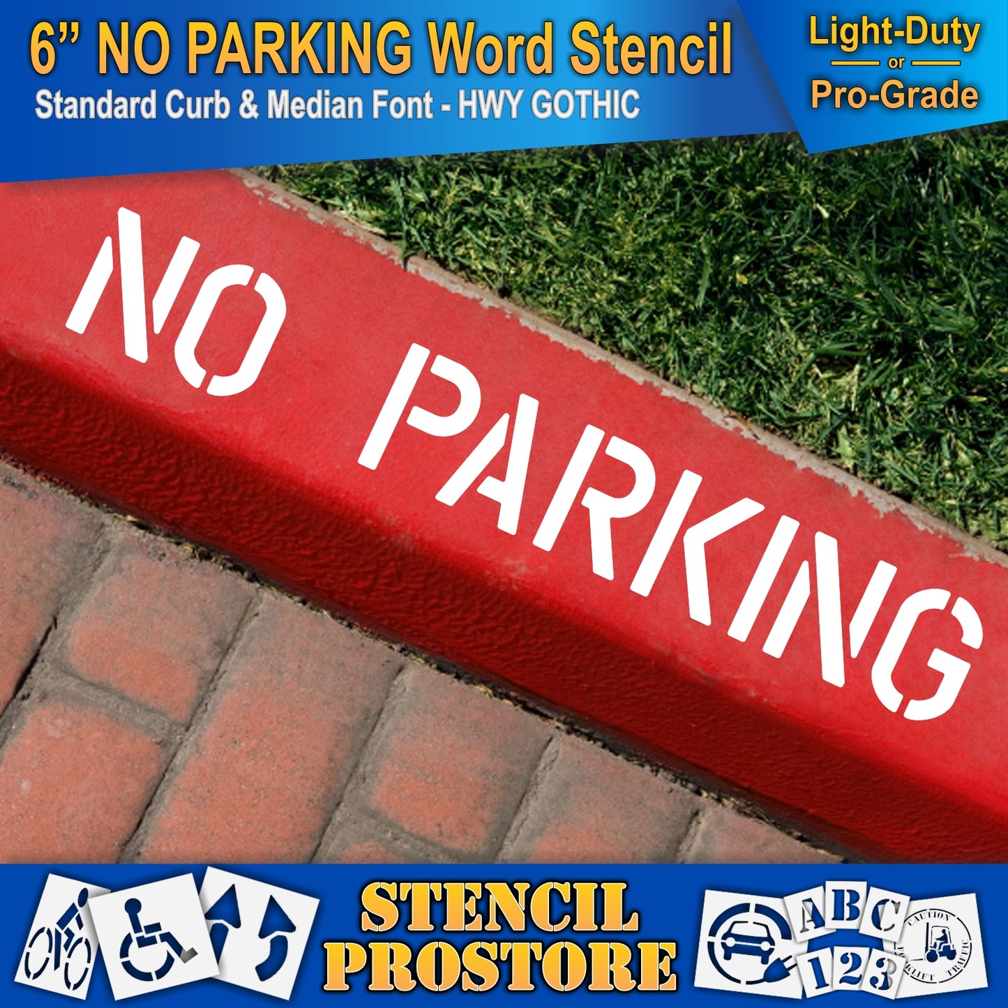 6 Inch NO PARKING Wording Stencil – for Parking Lot and Area Labeling Stencil