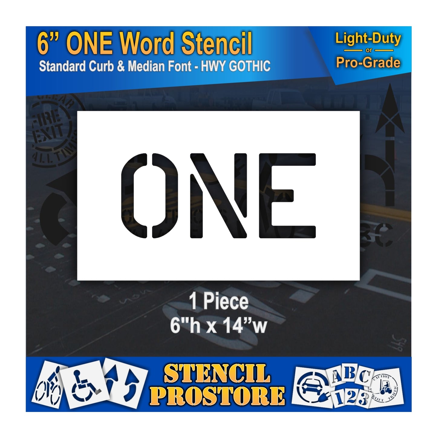 6 Inch ONE Wording Stencil – for Parking Lot and Area Labeling Stencil