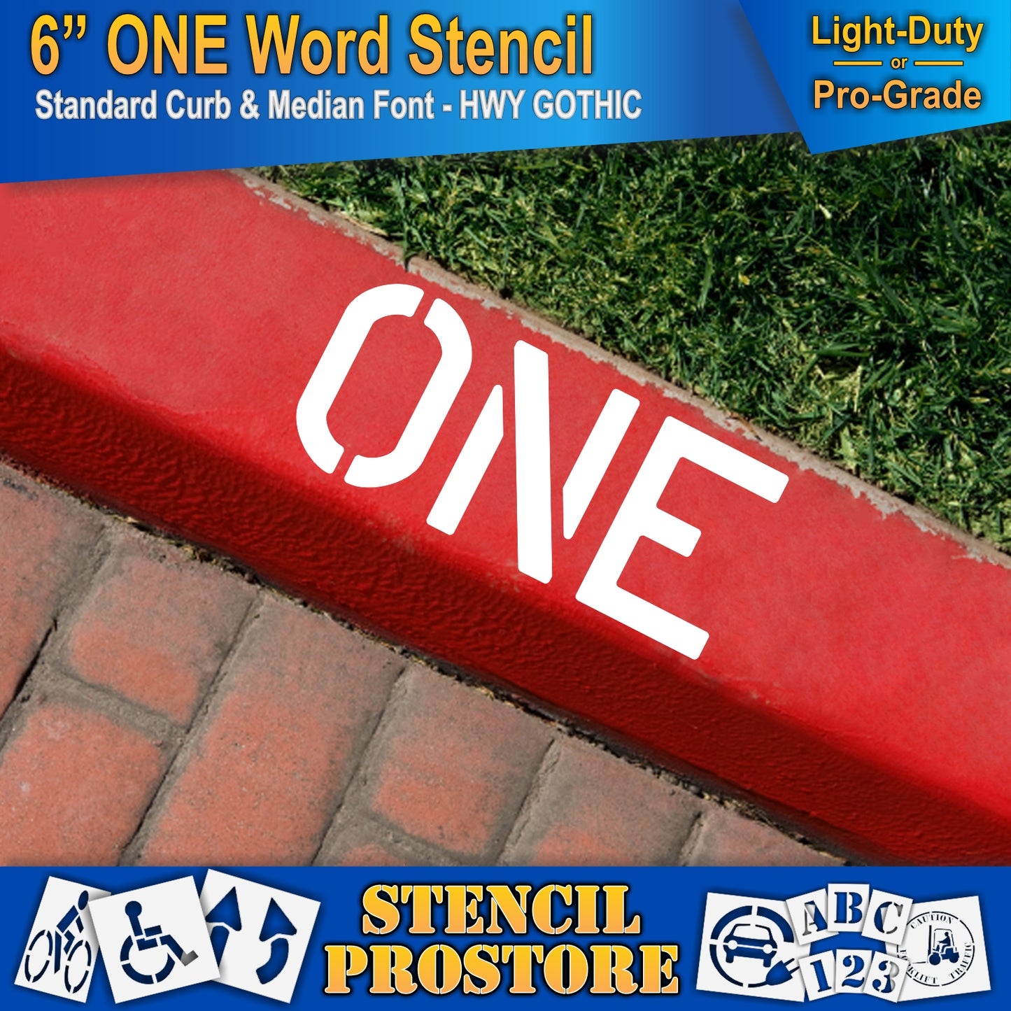 6 Inch ONE Wording Stencil – for Parking Lot and Area Labeling Stencil