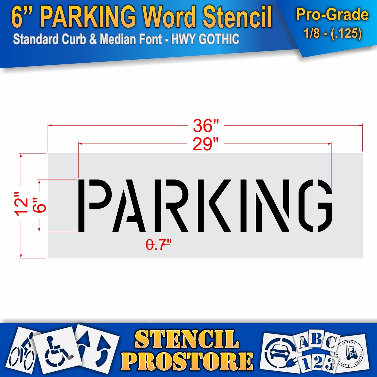 6 Inch PARKING Wording Stencil – for Parking Lot and Area Labeling Stencil