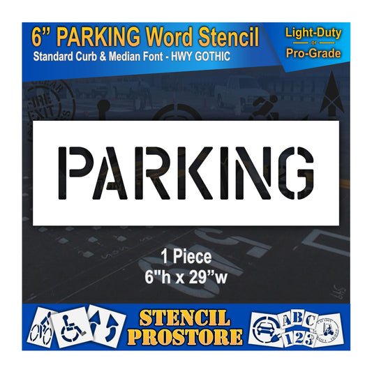 6 Inch PARKING Wording Stencil – for Parking Lot and Area Labeling Stencil