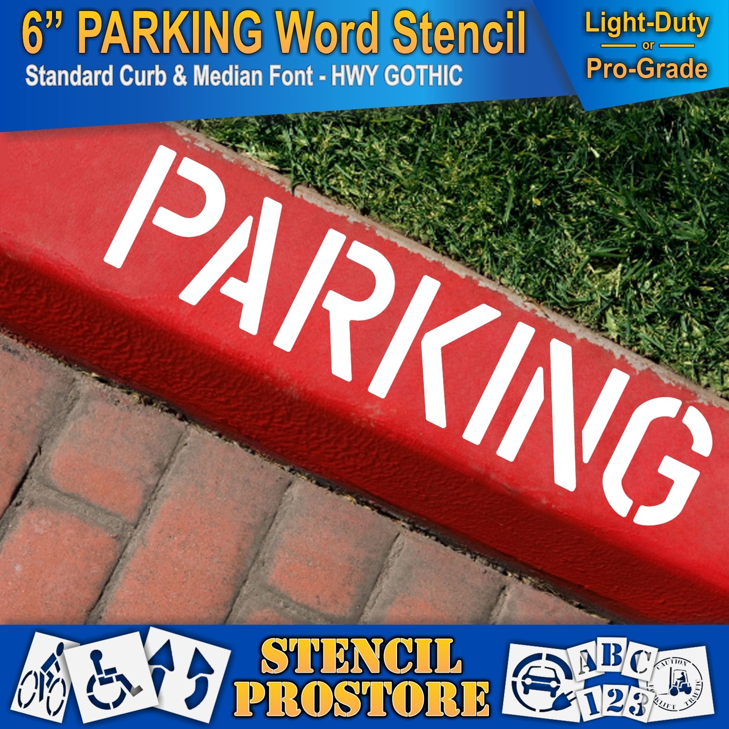 6 Inch PARKING Wording Stencil – for Parking Lot and Area Labeling Stencil