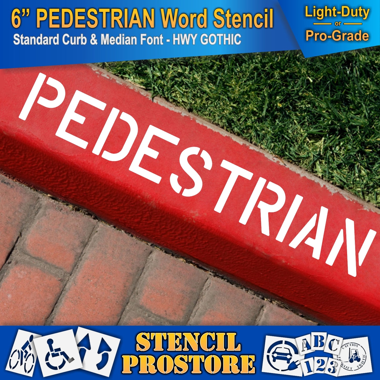 6 Inch PEDESTRIAN Wording Stencil – for Parking Lot and Area Labeling Stencil