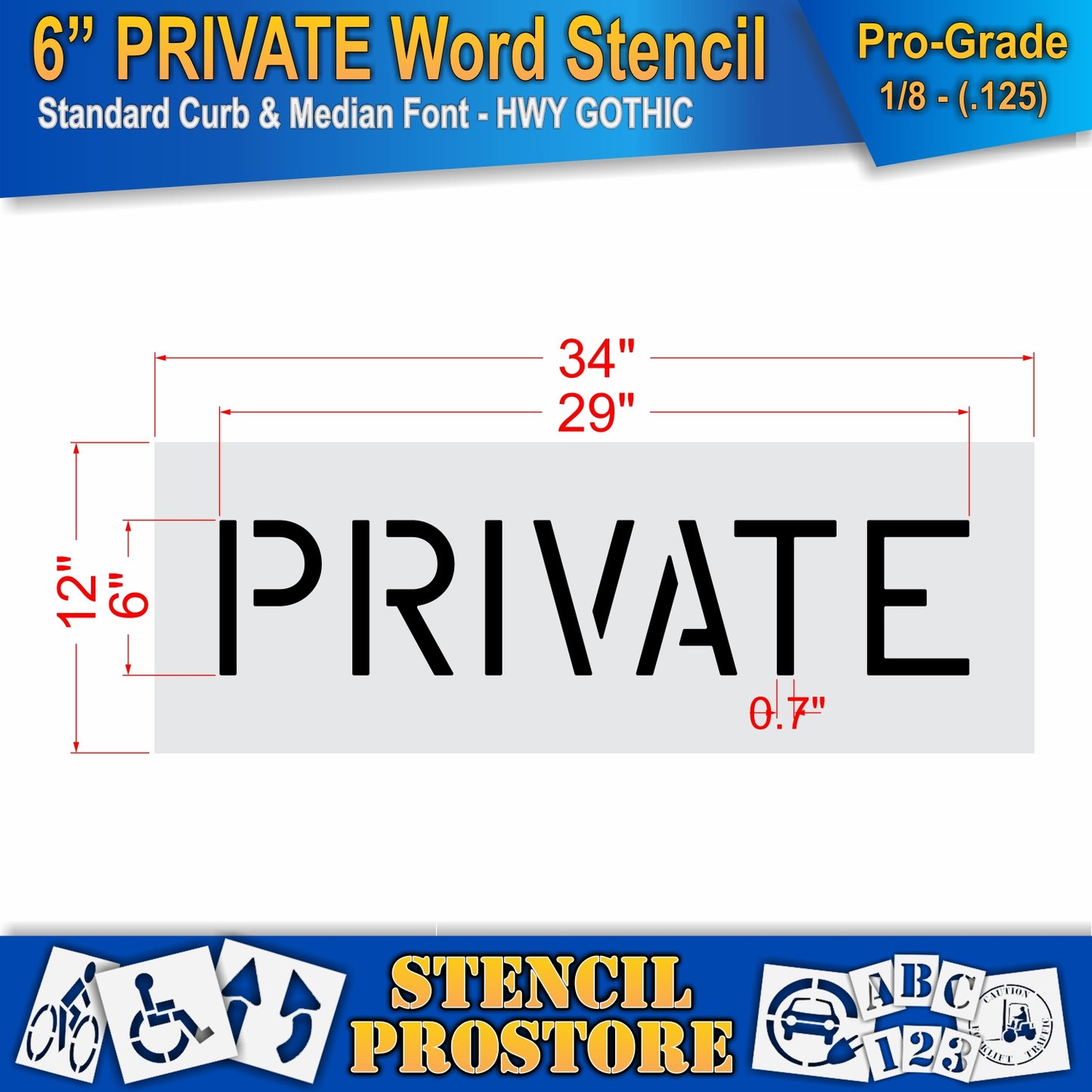 6 Inch PRIVATE Wording Stencil – for Parking Lot and Area Labeling Stencil