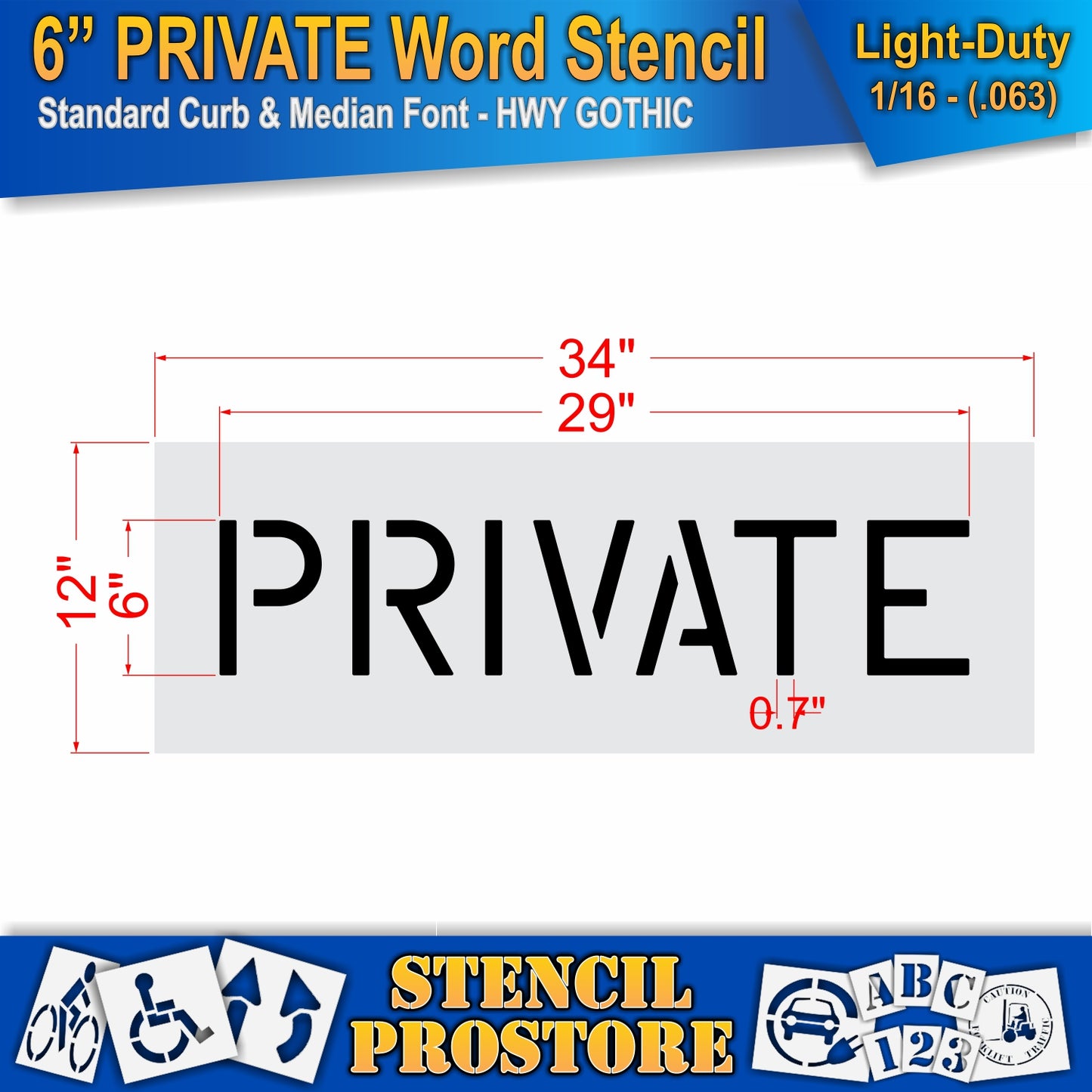 6 Inch PRIVATE Wording Stencil – for Parking Lot and Area Labeling Stencil