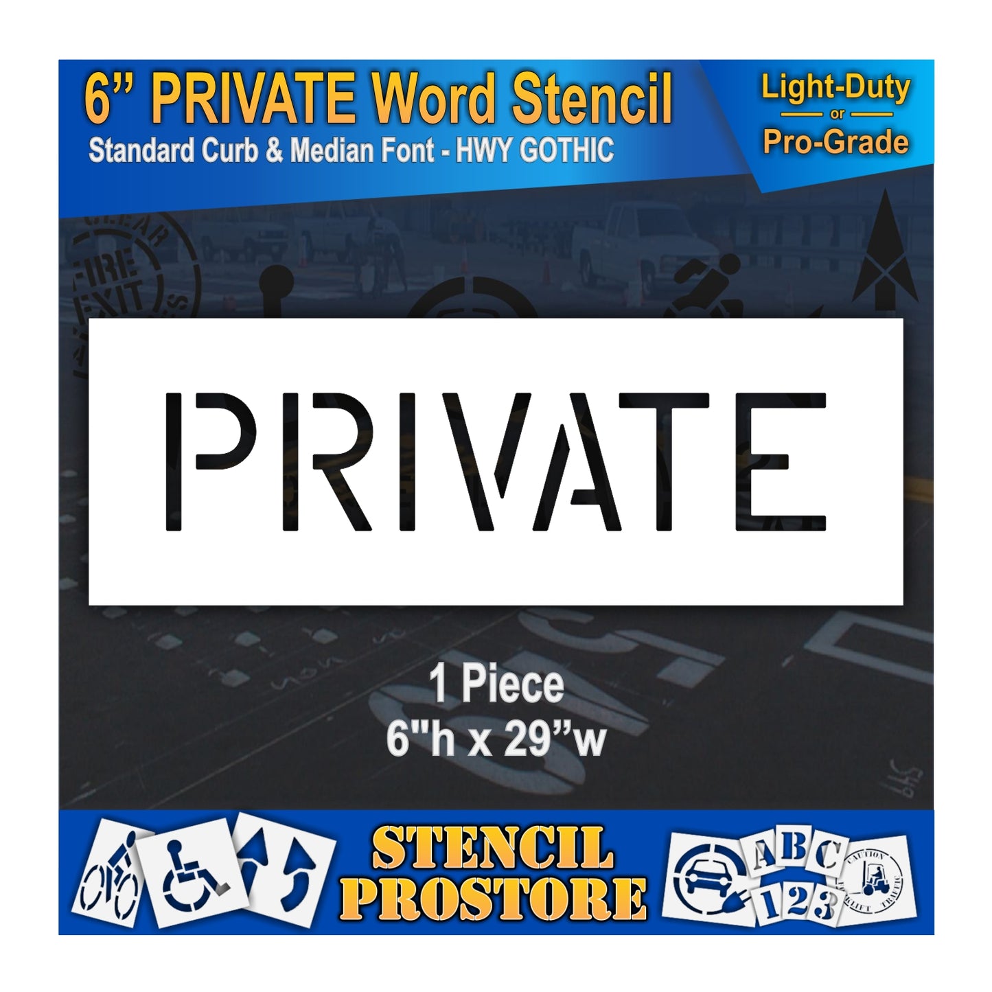 6 Inch PRIVATE Wording Stencil – for Parking Lot and Area Labeling Stencil